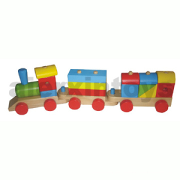 Tren de apilamiento de madera con bloques de colores (80099)